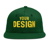 Custom Green Neon Green-White 3D Puff Embroidery Flat Embroidery Casual Sport Baseball Cap