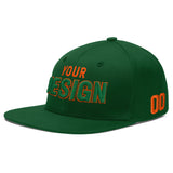 Custom Green Neon Green-White 3D Puff Embroidery Flat Embroidery Casual Sport Baseball Cap