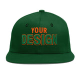 Custom Green Neon Green-White 3D Puff Embroidery Flat Embroidery Casual Sport Baseball Cap