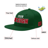 Custom Green Neon Green-White 3D Puff Embroidery Flat Embroidery Casual Sport Baseball Cap