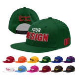 Custom Green Neon Green-White 3D Puff Embroidery Flat Embroidery Casual Sport Baseball Cap