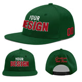 Custom Green Neon Green-White 3D Puff Embroidery Flat Embroidery Casual Sport Baseball Cap