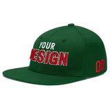 Custom Green Neon Green-White 3D Puff Embroidery Flat Embroidery Casual Sport Baseball Cap