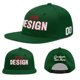 Custom Green Neon Green-White 3D Puff Embroidery Flat Embroidery Casual Sport Baseball Cap