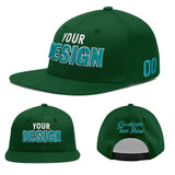 Custom Green Neon Green-White 3D Puff Embroidery Flat Embroidery Casual Sport Baseball Cap