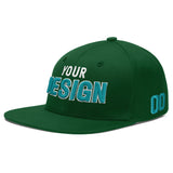 Custom Green Neon Green-White 3D Puff Embroidery Flat Embroidery Casual Sport Baseball Cap