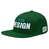 Custom Green Neon Green-White 3D Puff Embroidery Flat Embroidery Casual Sport Baseball Cap