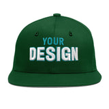 Custom Green Neon Green-White 3D Puff Embroidery Flat Embroidery Casual Sport Baseball Cap
