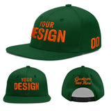 Custom Green Neon Green-White 3D Puff Embroidery Flat Embroidery Casual Sport Baseball Cap