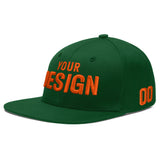 Custom Green Neon Green-White 3D Puff Embroidery Flat Embroidery Casual Sport Baseball Cap