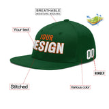 Custom Green Neon Green-White 3D Puff Embroidery Flat Embroidery Casual Sport Baseball Cap