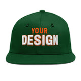 Custom Green Neon Green-White 3D Puff Embroidery Flat Embroidery Casual Sport Baseball Cap