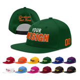 Custom Green Neon Green-White 3D Puff Embroidery Flat Embroidery Casual Sport Baseball Cap