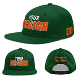 Custom Green Neon Green-White 3D Puff Embroidery Flat Embroidery Casual Sport Baseball Cap