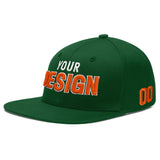 Custom Green Neon Green-White 3D Puff Embroidery Flat Embroidery Casual Sport Baseball Cap