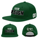 Custom Green Neon Green-White 3D Puff Embroidery Flat Embroidery Casual Sport Baseball Cap