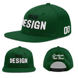 Custom Green Neon Green-White 3D Puff Embroidery Flat Embroidery Casual Sport Baseball Cap