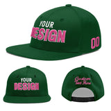 Custom Green Neon Green-White 3D Puff Embroidery Flat Embroidery Casual Sport Baseball Cap