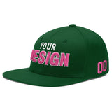 Custom Green Neon Green-White 3D Puff Embroidery Flat Embroidery Casual Sport Baseball Cap