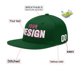 Custom Green Neon Green-White 3D Puff Embroidery Flat Embroidery Casual Sport Baseball Cap