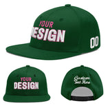 Custom Green Neon Green-White 3D Puff Embroidery Flat Embroidery Casual Sport Baseball Cap