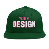 Custom Green Neon Green-White 3D Puff Embroidery Flat Embroidery Casual Sport Baseball Cap