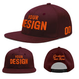 Custom Jujube Red Orange 3D Puff Embroidery Flat Embroidery Casual Sport Baseball Cap