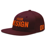 Custom Jujube Red Orange 3D Puff Embroidery Flat Embroidery Casual Sport Baseball Cap