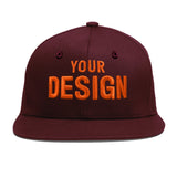 Custom Jujube Red Orange 3D Puff Embroidery Flat Embroidery Casual Sport Baseball Cap