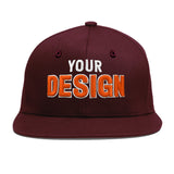 Custom Jujube Red Orange 3D Puff Embroidery Flat Embroidery Casual Sport Baseball Cap