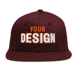 Custom Jujube Red Orange 3D Puff Embroidery Flat Embroidery Casual Sport Baseball Cap
