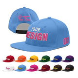 Custom Powder Blue Gold-Navy 3D Puff Embroidery Flat Embroidery Casual Sport Baseball Cap