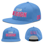 Custom Powder Blue Gold-Navy 3D Puff Embroidery Flat Embroidery Casual Sport Baseball Cap