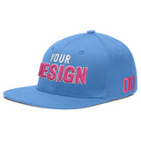 Custom Powder Blue Gold-Navy 3D Puff Embroidery Flat Embroidery Casual Sport Baseball Cap