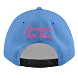 Custom Powder Blue Gold-Navy 3D Puff Embroidery Flat Embroidery Casual Sport Baseball Cap