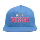Custom Powder Blue Gold-Navy 3D Puff Embroidery Flat Embroidery Casual Sport Baseball Cap