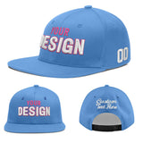 Custom Powder Blue Gold-Navy 3D Puff Embroidery Flat Embroidery Casual Sport Baseball Cap