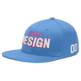Custom Powder Blue Gold-Navy 3D Puff Embroidery Flat Embroidery Casual Sport Baseball Cap