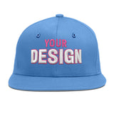 Custom Powder Blue Gold-Navy 3D Puff Embroidery Flat Embroidery Casual Sport Baseball Cap
