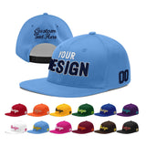 Custom Powder Blue Gold-Navy 3D Puff Embroidery Flat Embroidery Casual Sport Baseball Cap