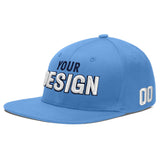 Custom Powder Blue Gold-Navy 3D Puff Embroidery Flat Embroidery Casual Sport Baseball Cap