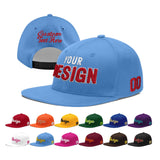 Custom Powder Blue Gold-Navy 3D Puff Embroidery Flat Embroidery Casual Sport Baseball Cap