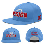 Custom Powder Blue Gold-Navy 3D Puff Embroidery Flat Embroidery Casual Sport Baseball Cap