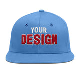 Custom Powder Blue Gold-Navy 3D Puff Embroidery Flat Embroidery Casual Sport Baseball Cap