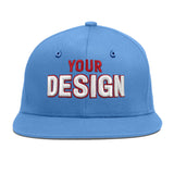 Custom Powder Blue Gold-Navy 3D Puff Embroidery Flat Embroidery Casual Sport Baseball Cap