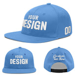 Custom Powder Blue Gold-Navy 3D Puff Embroidery Flat Embroidery Casual Sport Baseball Cap