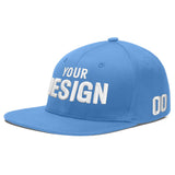 Custom Powder Blue Gold-Navy 3D Puff Embroidery Flat Embroidery Casual Sport Baseball Cap