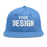 Custom Powder Blue Gold-Navy 3D Puff Embroidery Flat Embroidery Casual Sport Baseball Cap
