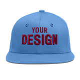 Custom Powder Blue Gold-Navy 3D Puff Embroidery Flat Embroidery Casual Sport Baseball Cap