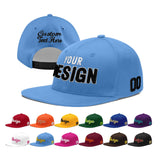 Custom Powder Blue Gold-Navy 3D Puff Embroidery Flat Embroidery Casual Sport Baseball Cap